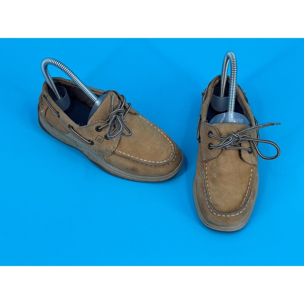 Sperry Top-Sider Intrepid Boys 2W Tan Leather Boat Shoes YB21463A